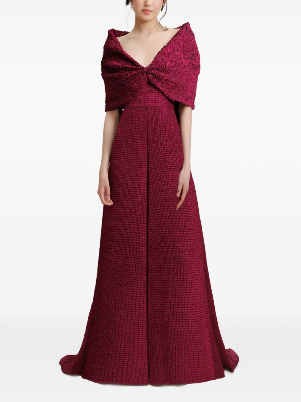 Gemy Maalouf Jurk met waterval V-hals Rood