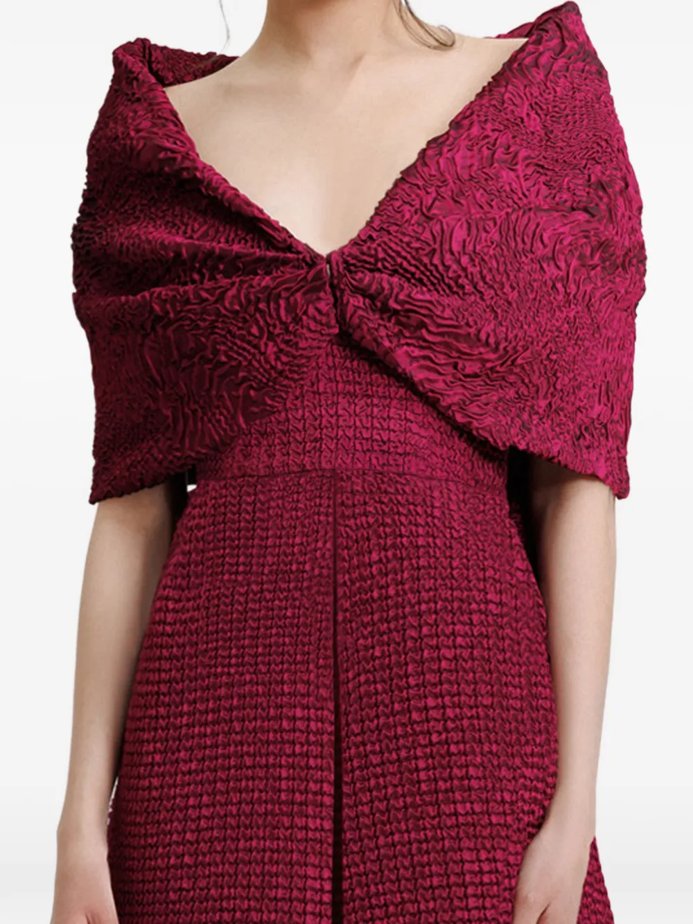 Gemy Maalouf Jurk met waterval V-hals Rood