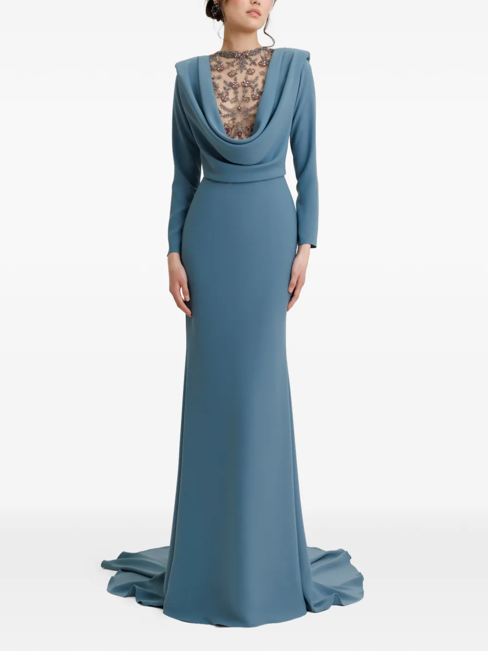 Gemy Maalouf Maxi-jurk met gedrapeerde hals Blauw