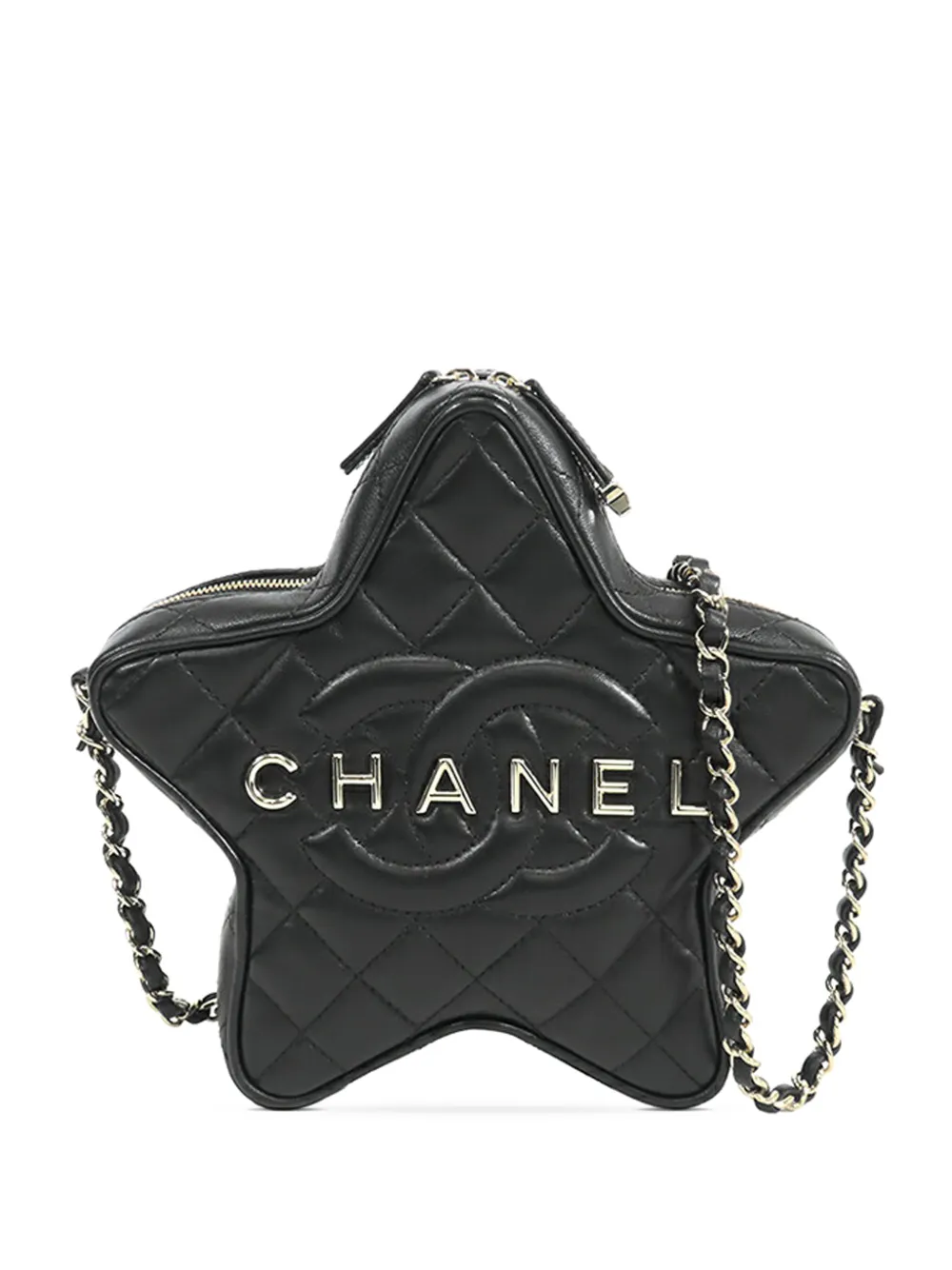 CHANEL Pre-Owned 2021-2025 Quilted Lambskin Walk Of Fame Star crossbody bag - Nero