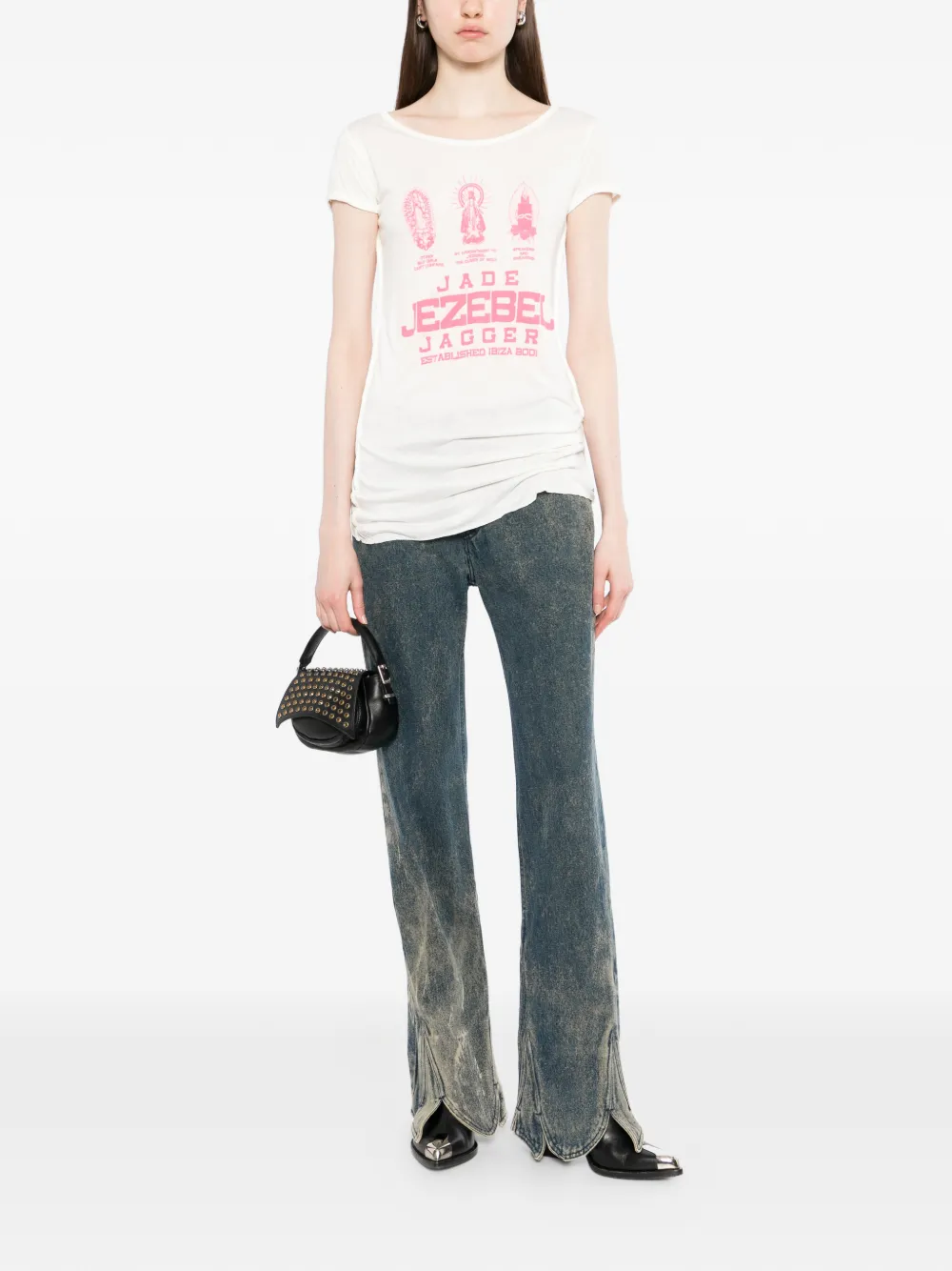  Jade Jagger Logo-print T-shirt - Neutrals 