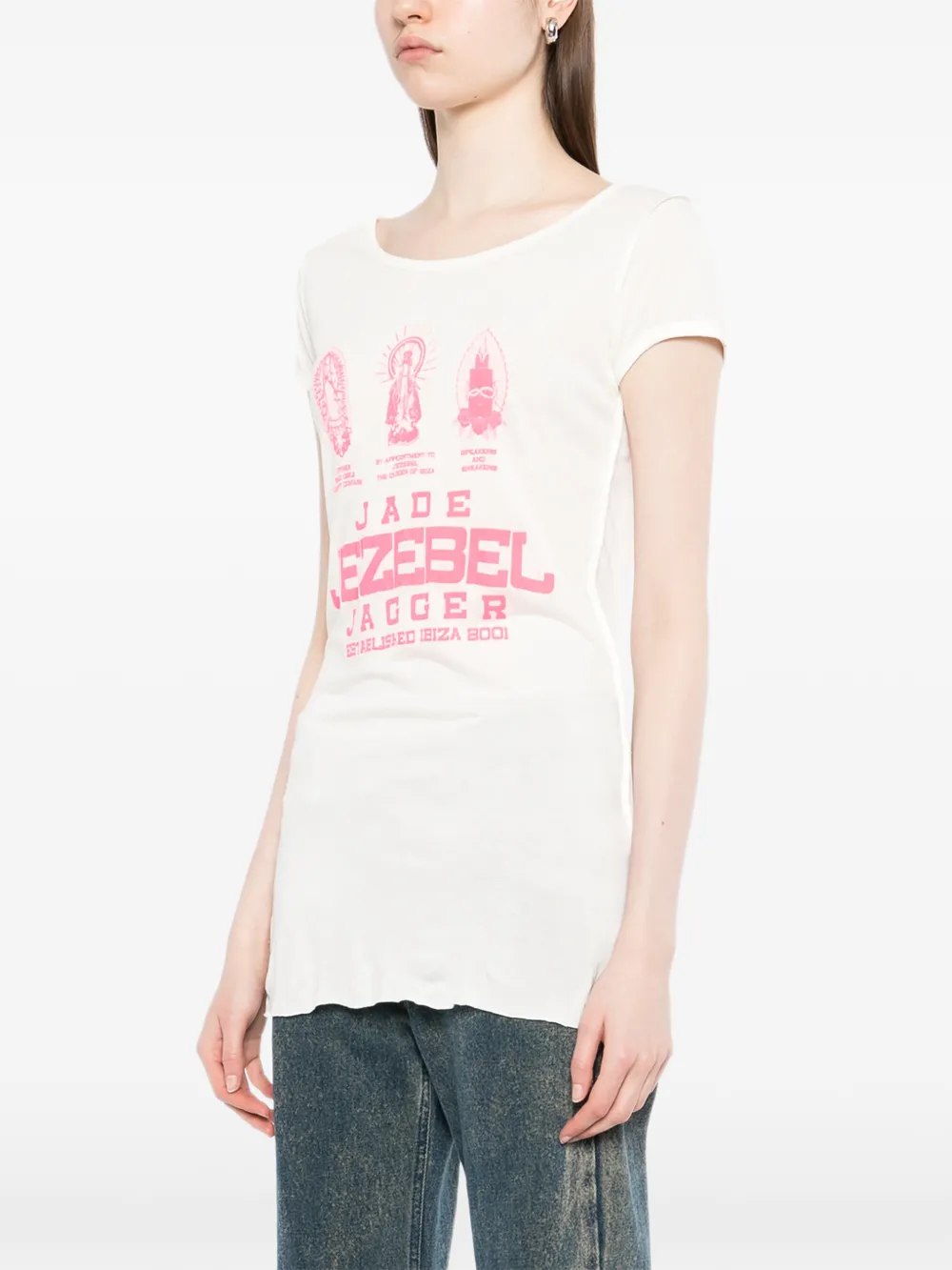  Jade Jagger Logo-print T-shirt - Neutrals 