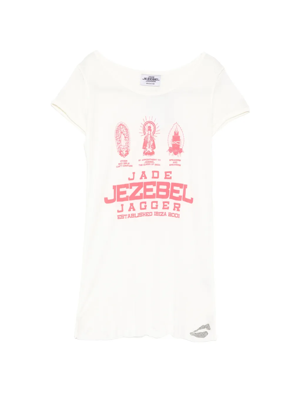 Jade Jagger logo-print T-shirt - Nude