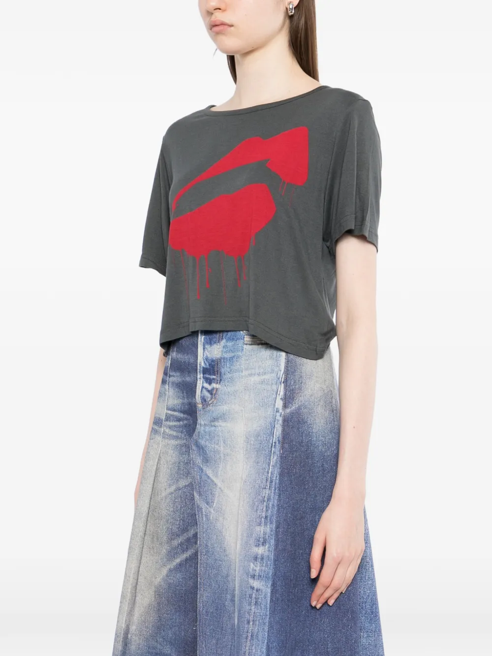  Jade Jagger Logo-print T-shirt - Grey 