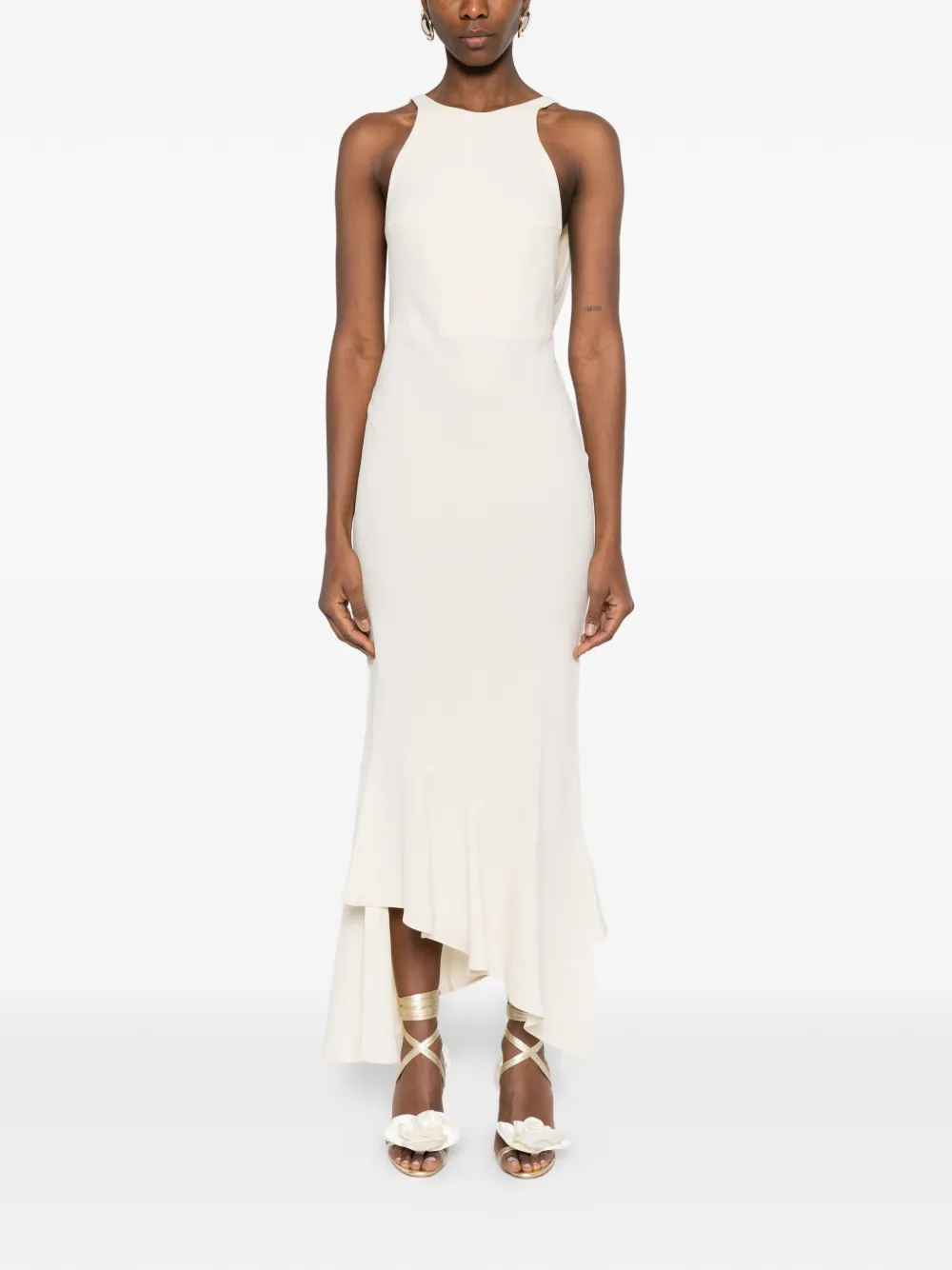 The Andamane Carmen Ruffled Midi Dress - Neutrals 