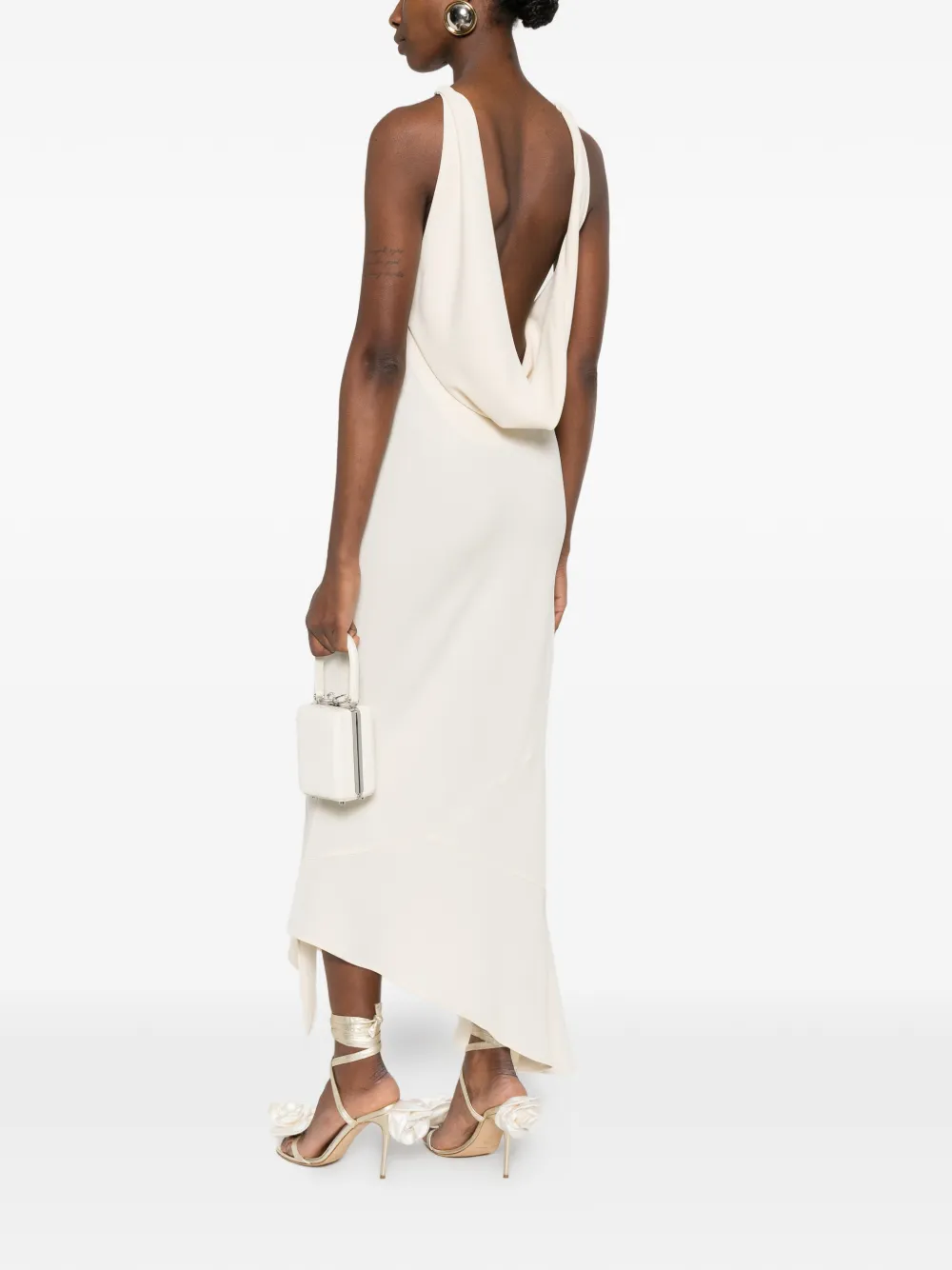  The Andamane Carmen Ruffled Midi Dress - Neutrals 