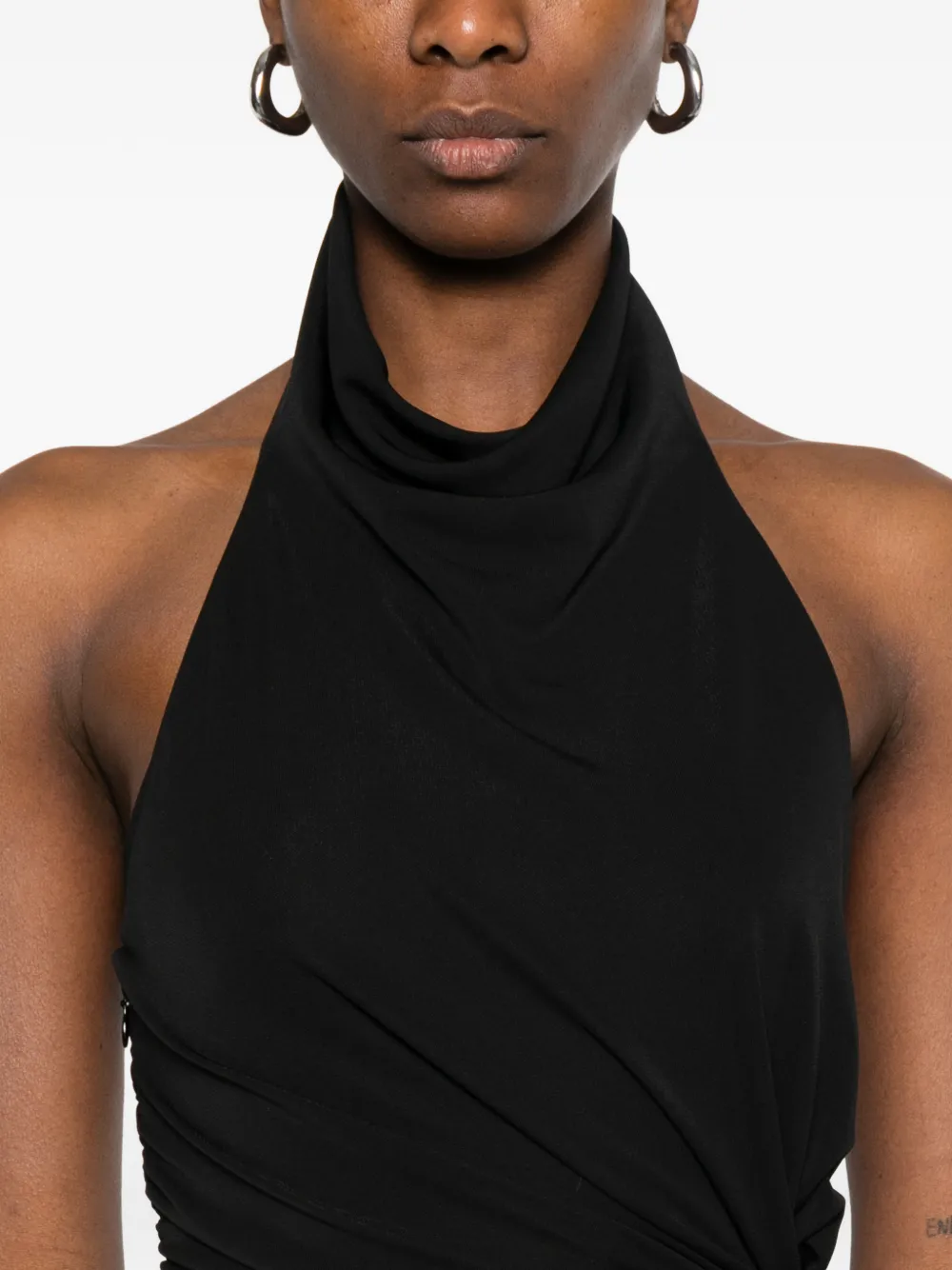 THE ANDAMANE Stella gedrapeerde maxi-jurk Zwart