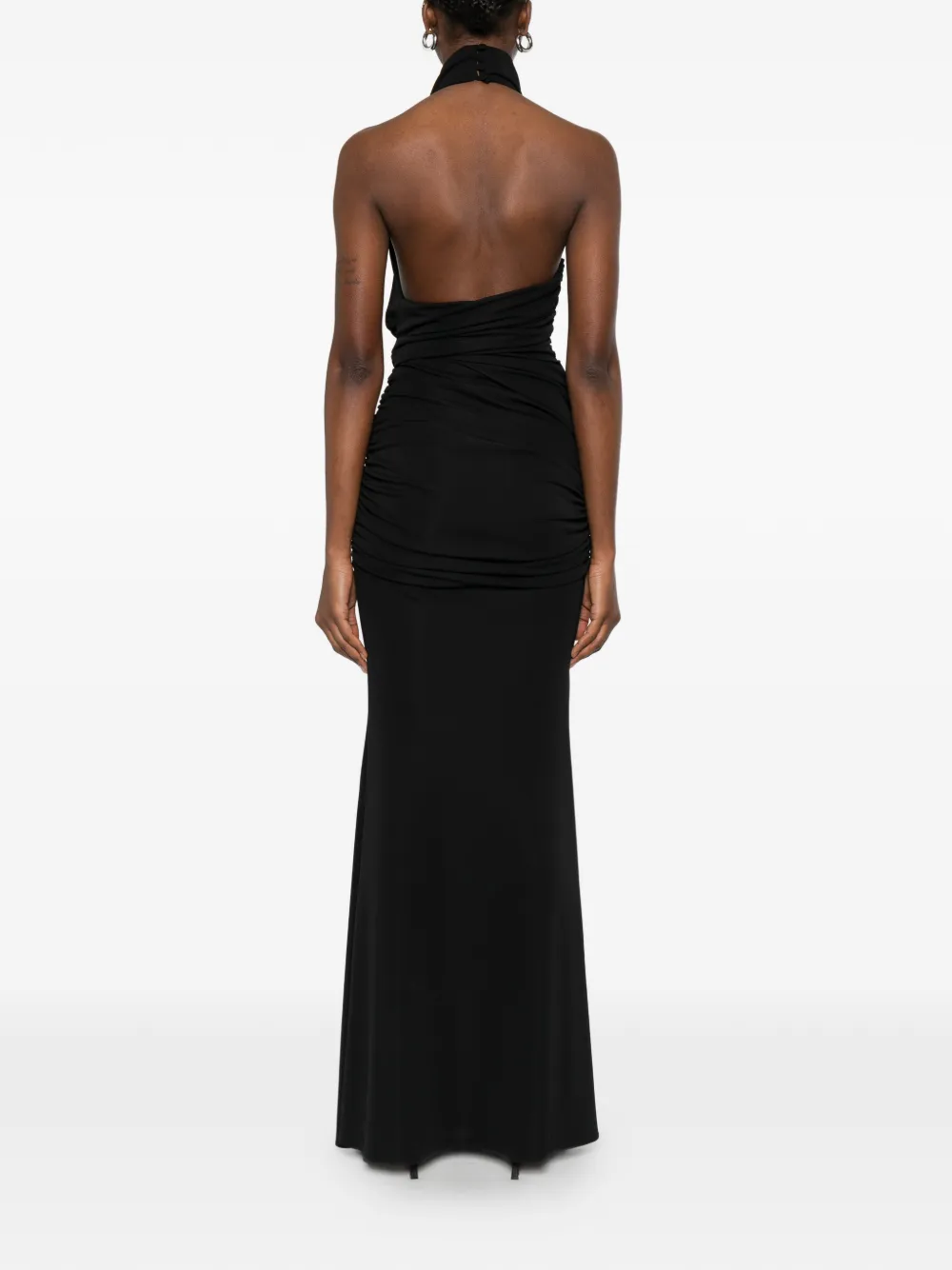 THE ANDAMANE Stella gedrapeerde maxi-jurk Zwart