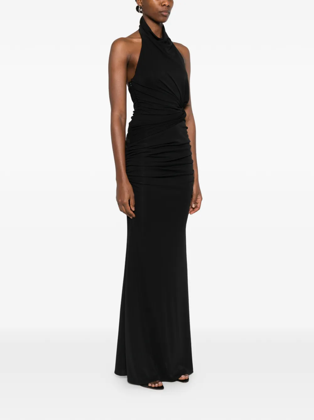 THE ANDAMANE Stella gedrapeerde maxi-jurk Zwart