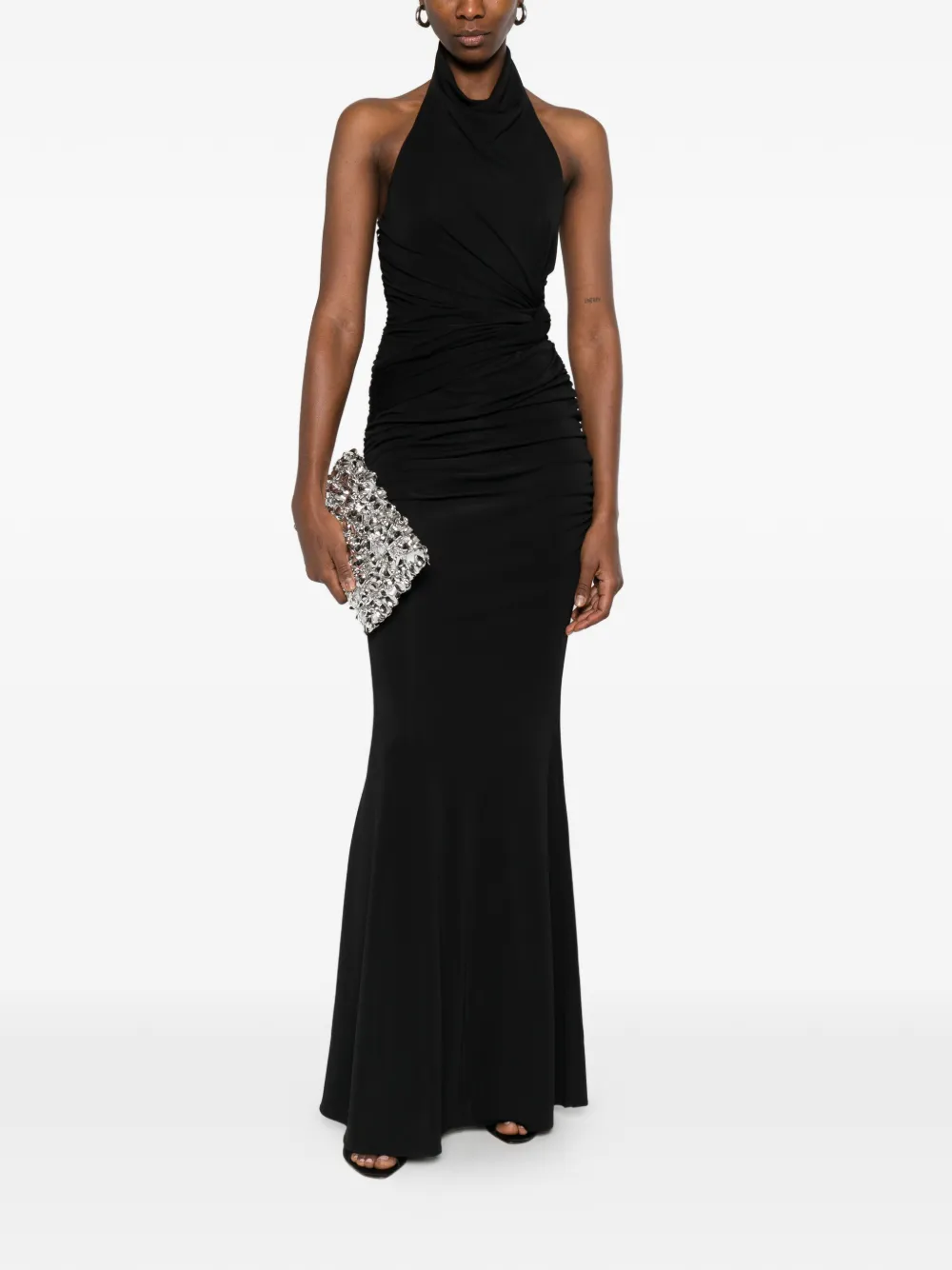 THE ANDAMANE Stella gedrapeerde maxi-jurk Zwart