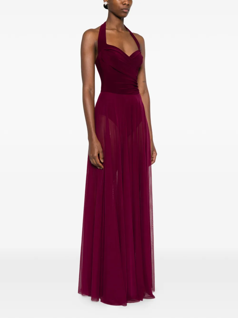  Norma Kamali Halter Draped Maxi Dress - Red 