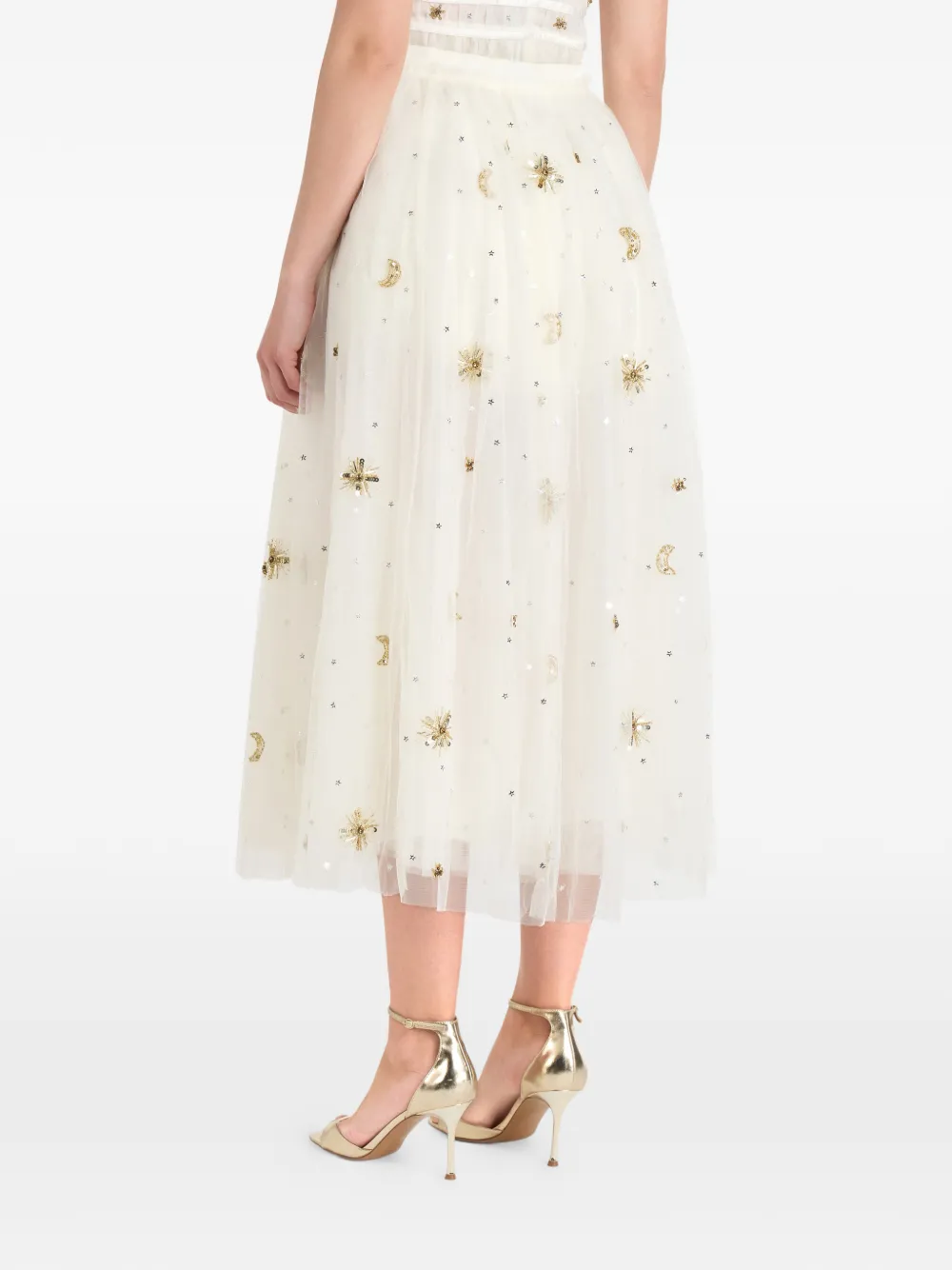 LoveShackFancy Wilona verfraaide midi-rok Beige