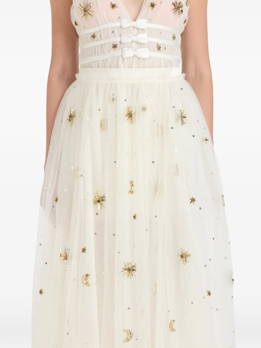 LoveShackFancy Wilona verfraaide midi-rok Beige