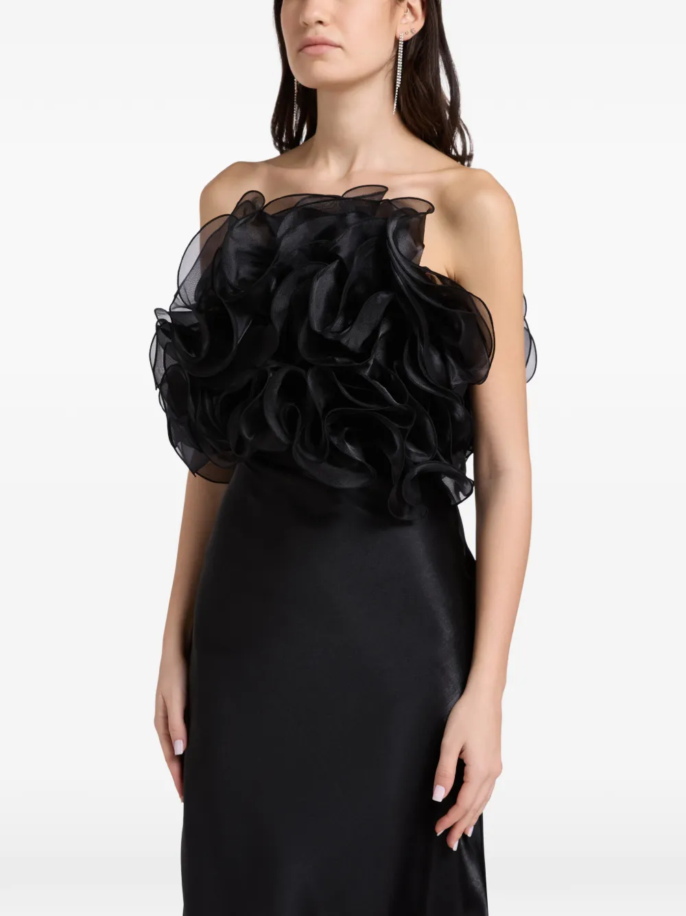 L'IDÉE Cou strapless top met ruches Zwart
