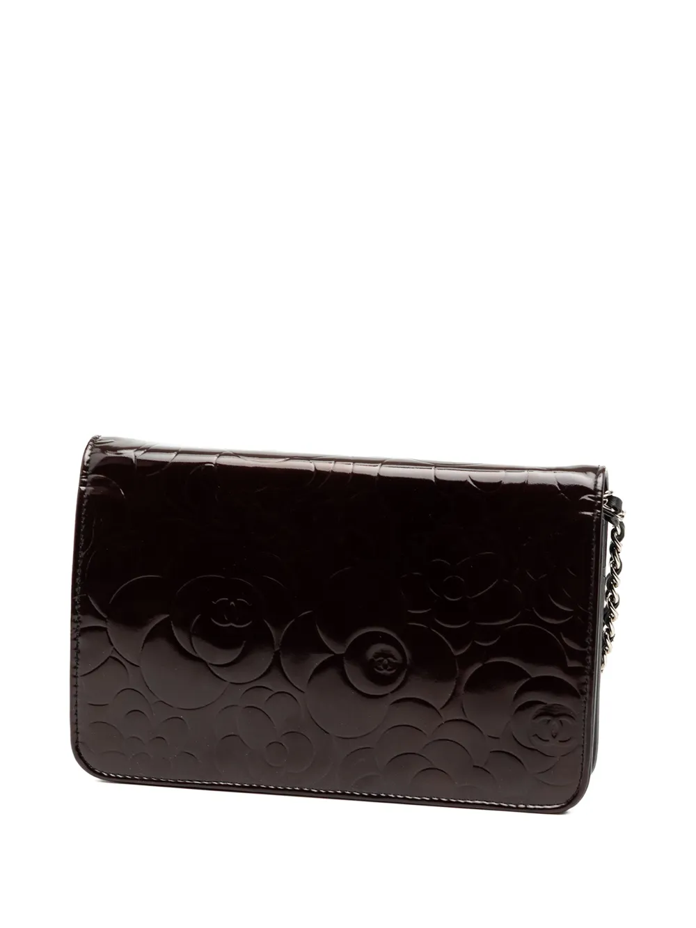  Chanel Pre-owned Sac à Bandoulière Wallet On Chain En Peau D'agneau à Motif Camélia Embossé Cc (2010-2011) - Marron 