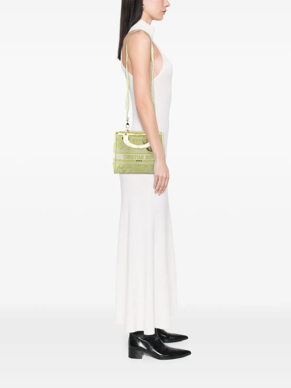  Christian Dior Pre-owned 2021 Medium Embroidered Canvas Toile De Jouy Lady D Lite Satchel - Green 