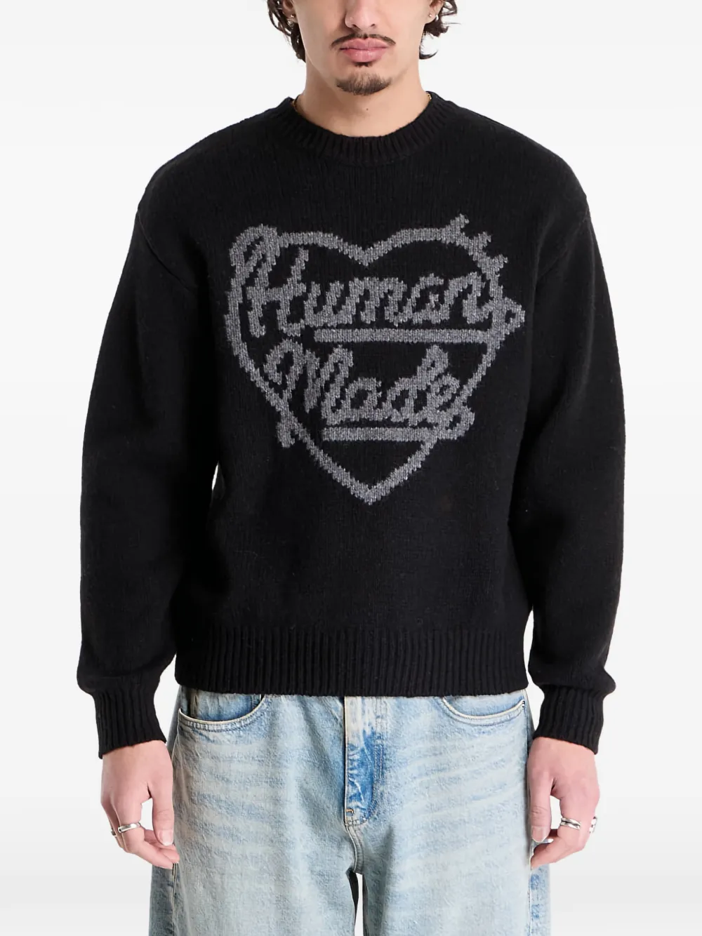  Human Made Heart Knit Sweater - Black 