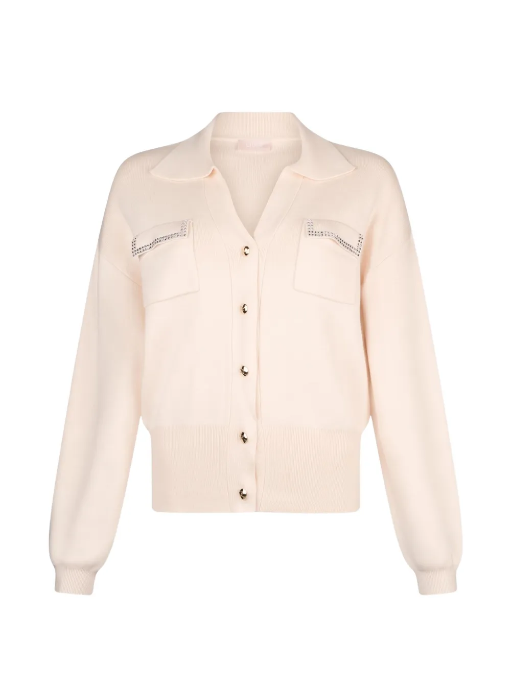 LIU JO bead-embellished V-neck cardigan - Nude