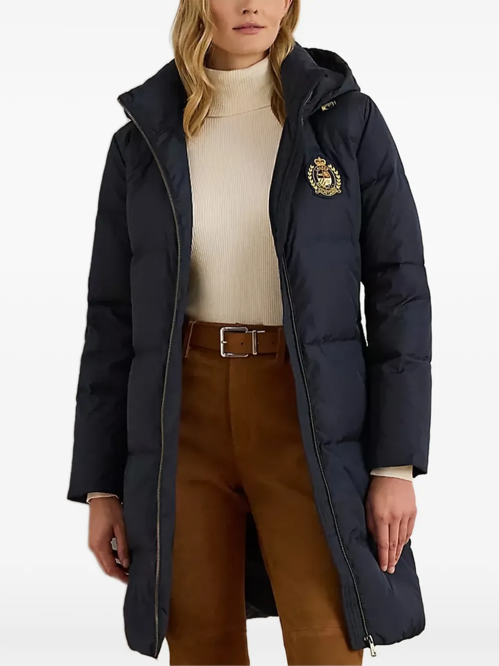 Lauren Ralph Lauren hooded embroidered coat - Blu