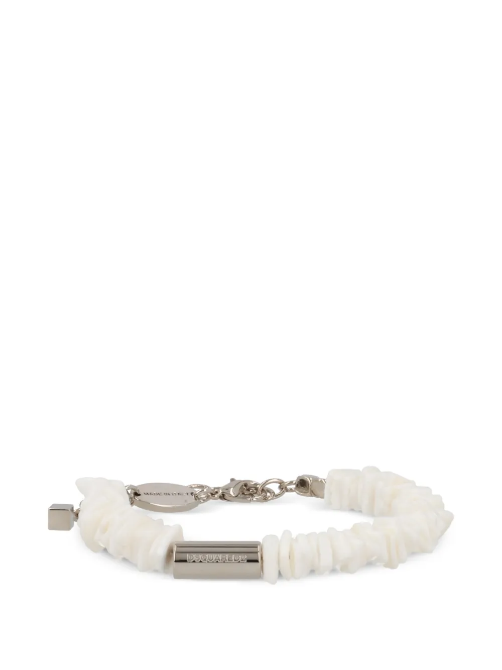 DSQUARED2 logo-charm beaded bracelet - Bianco