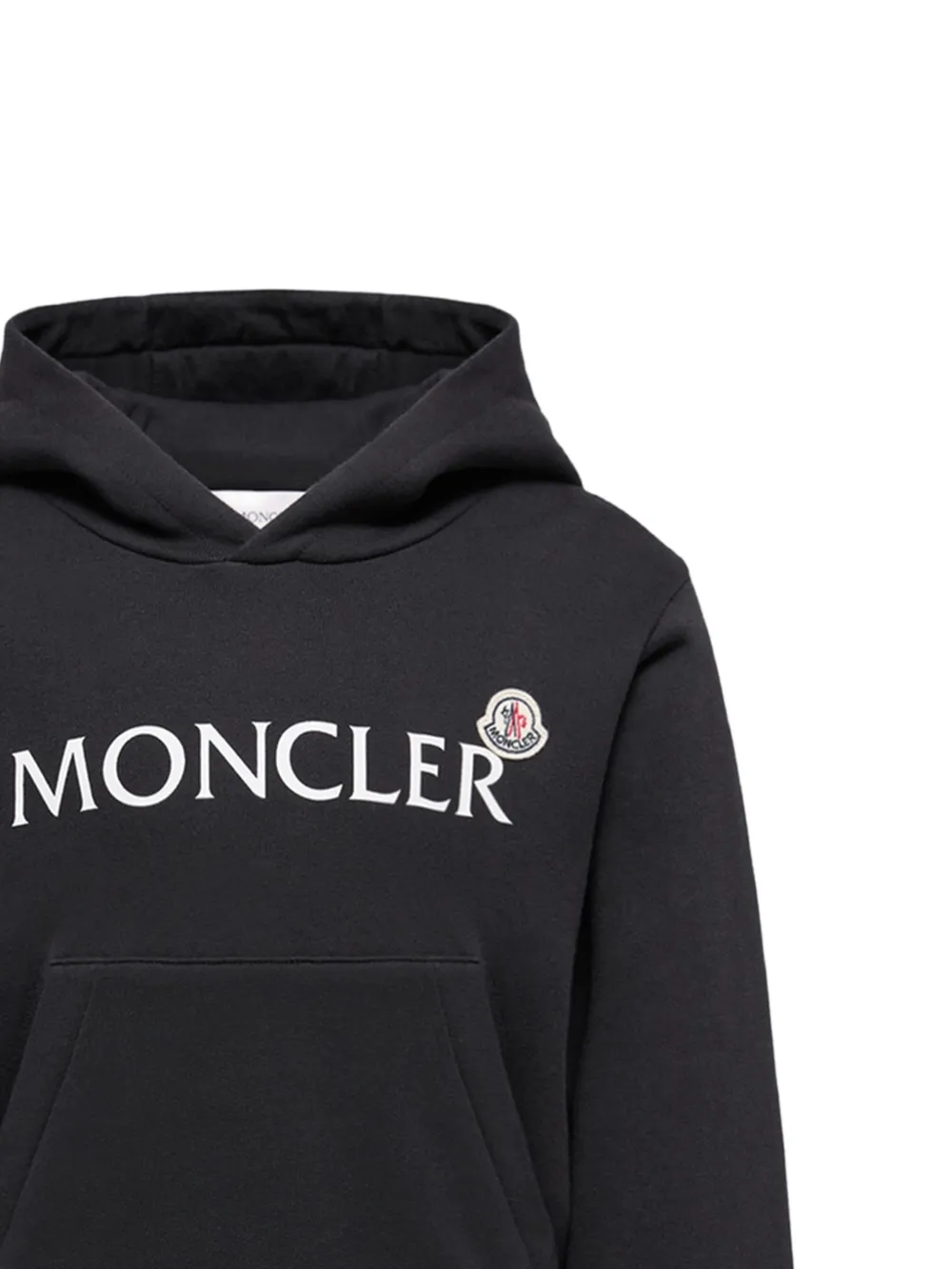 Moncler Enfant Hoodie met logodetail Zwart
