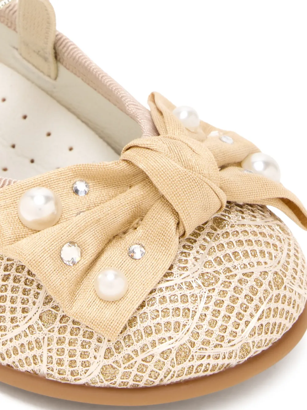 ANDANINES Ballerina's met parelstrik Beige