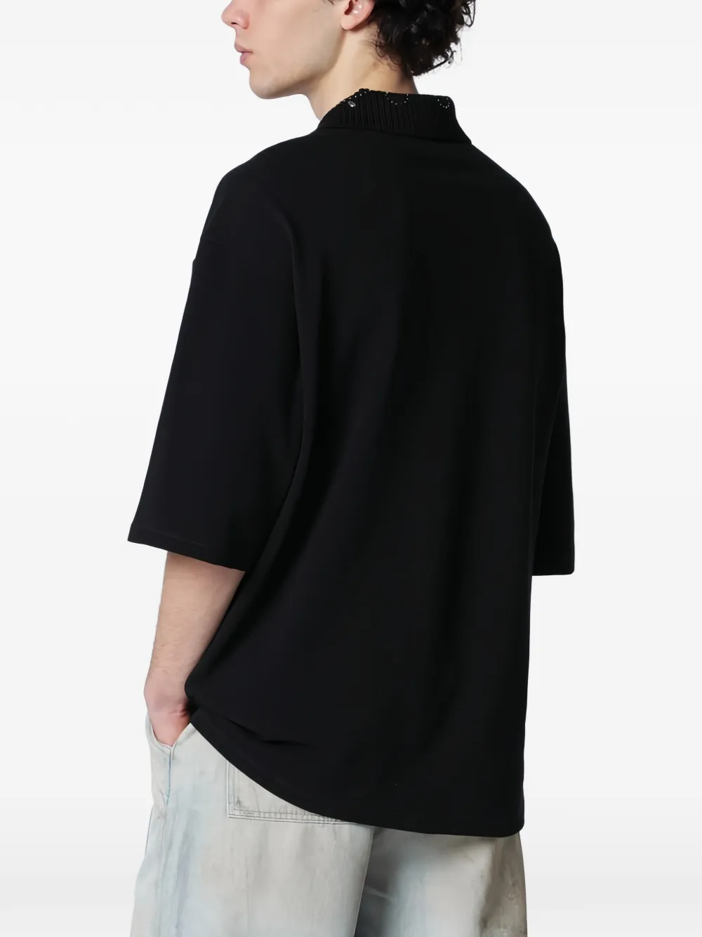  Amiri Stud-collar Polo Shirt - Black 