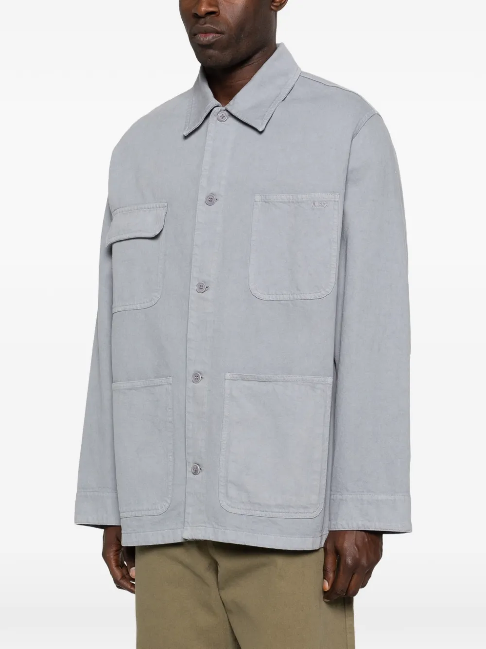 A.P.C. Shirtjack met opgestikte zak Grijs