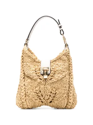 Ermanno Scervino Large floral-embroidered Leather Tote Bag