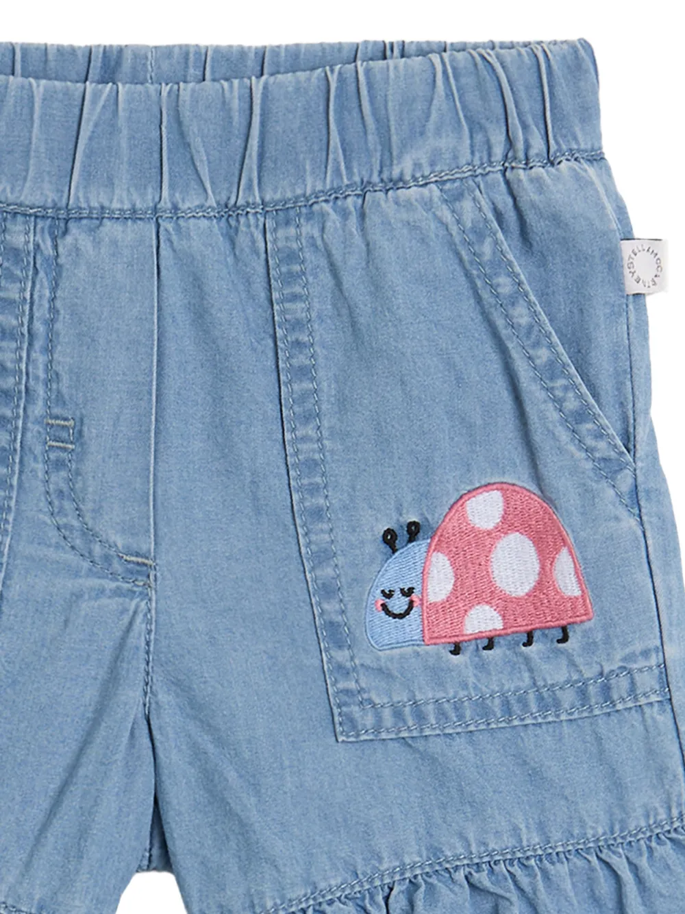 Stella McCartney Kids Shorts met ruche applicatie Blauw