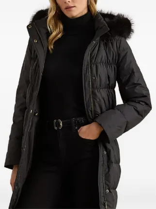with fur down jacket faux fur hood