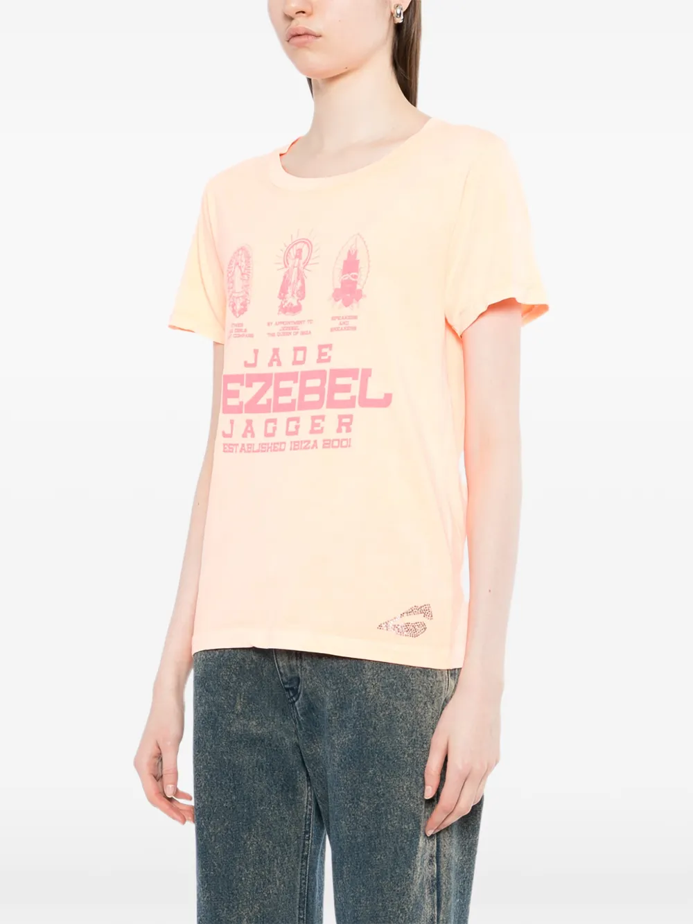  Jade Jagger Logo-print T-shirt - Orange 
