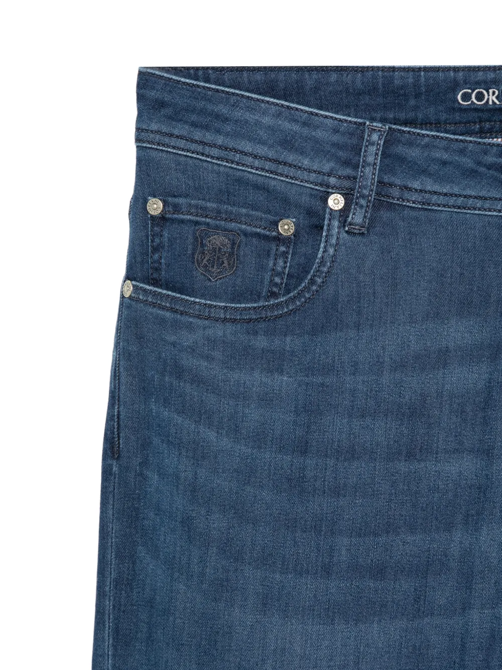 Corneliani Logo Patch Denim Jeans - Blue 