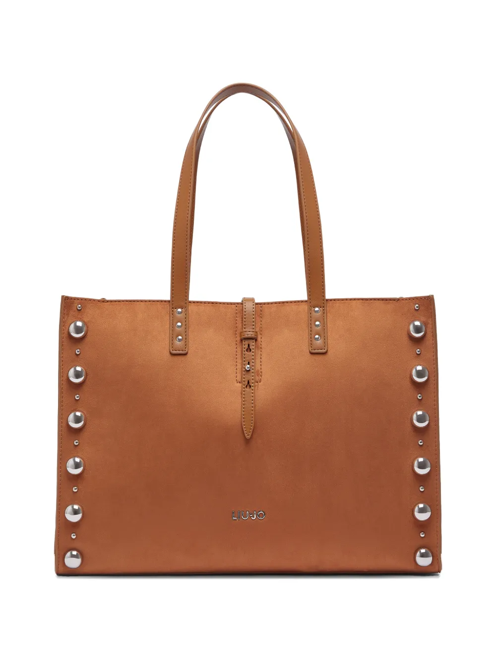 LIU JO large stud-embellished tote bag - Marrone