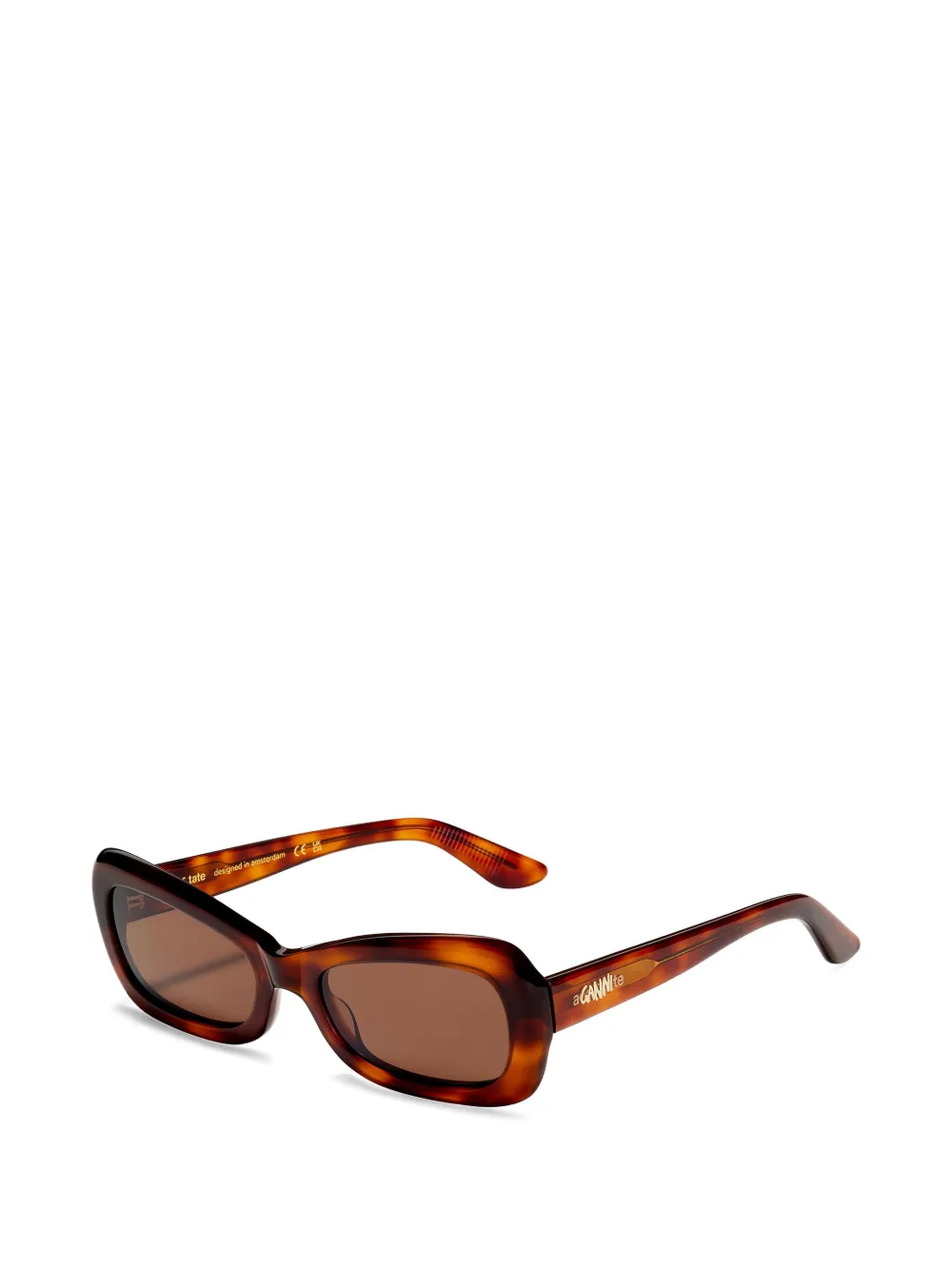GANNI X Ace & Tate Brooke Sunglasses in Brown, view 2