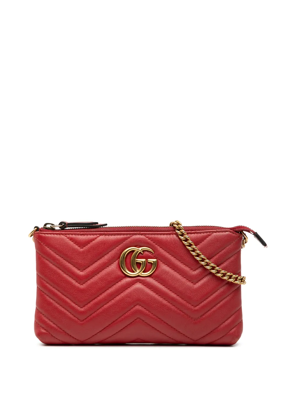Gucci Pre-Owned 2016-2025 Mini GG Marmont Matelasse Leather Wallet On Chain crossbody bag - Rosso