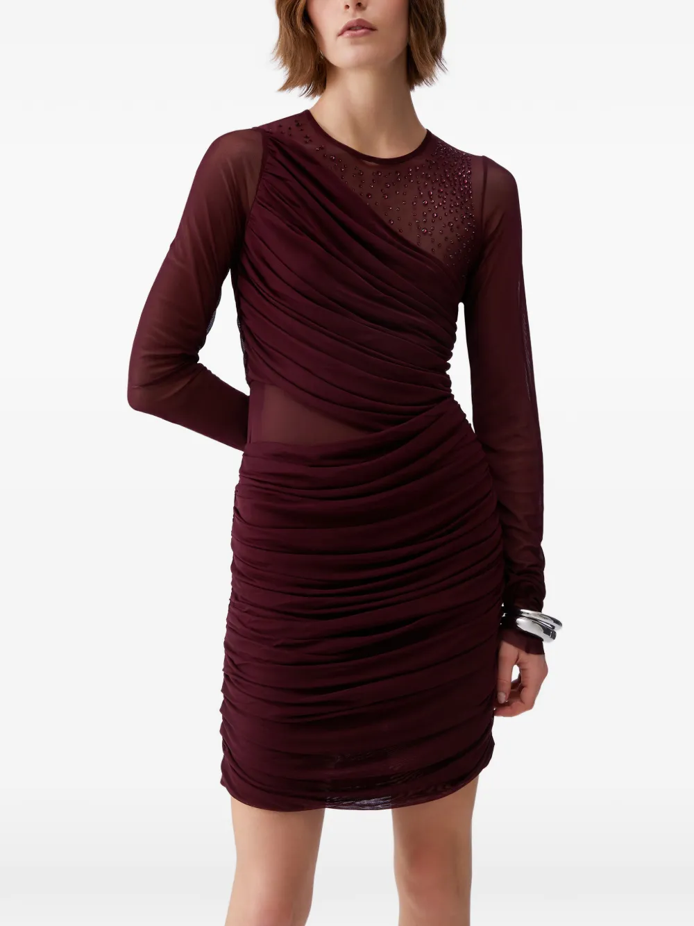 LIU JO jewel-embroidered tulle dress - Rosso