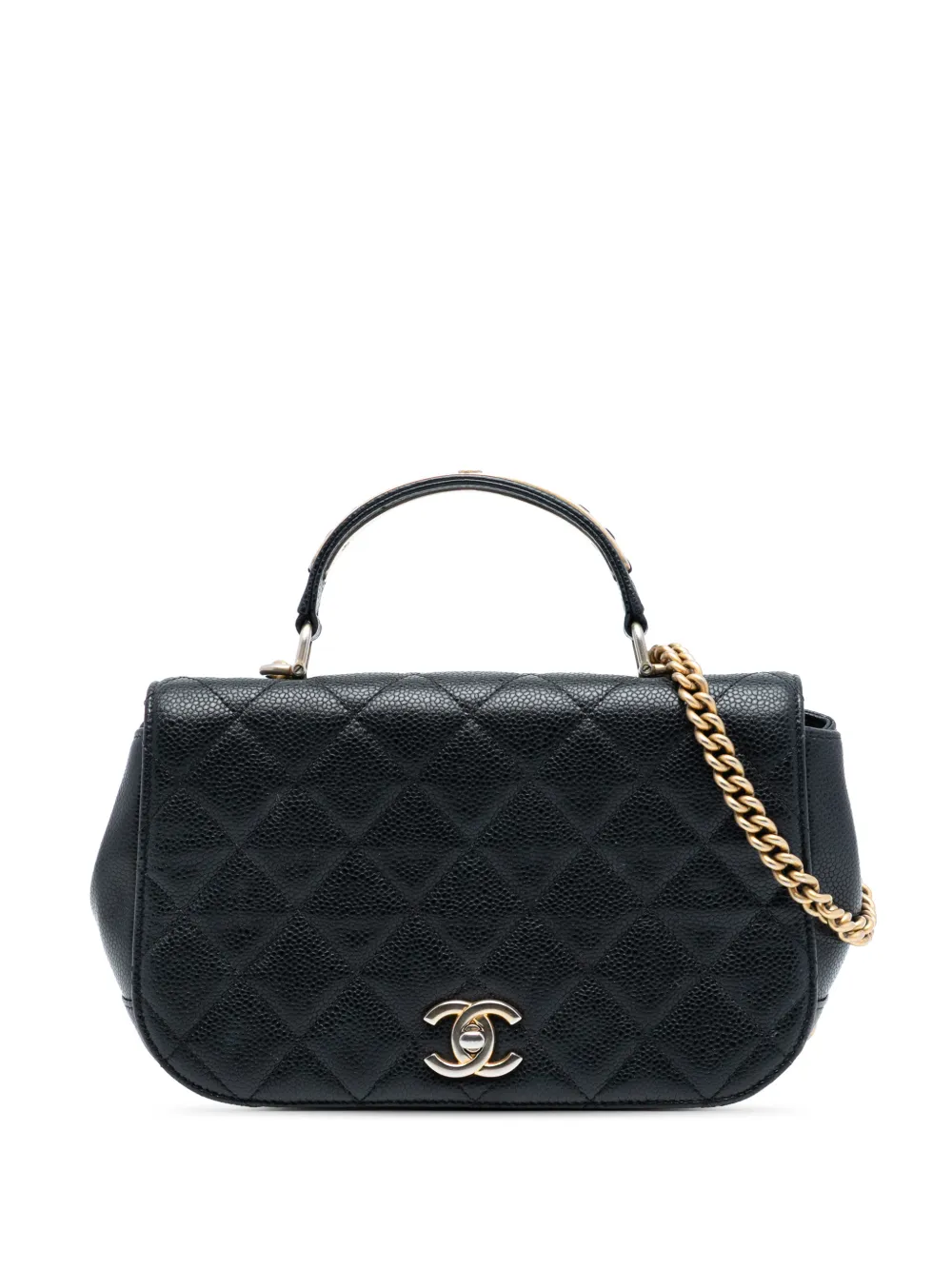 CHANEL Pre-Owned 2017-2018 Small Quilted Caviar Carry Around Flap satchel - Nero
