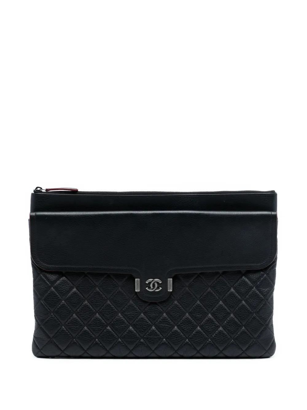 CHANEL Pre-Owned Clutch Archi Chic grande in pelle di vitello pieno fiore trapuntata 2018 - Nero
