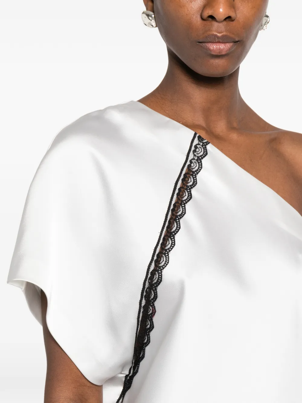 IRO Topazi top met afwerking van kant Wit