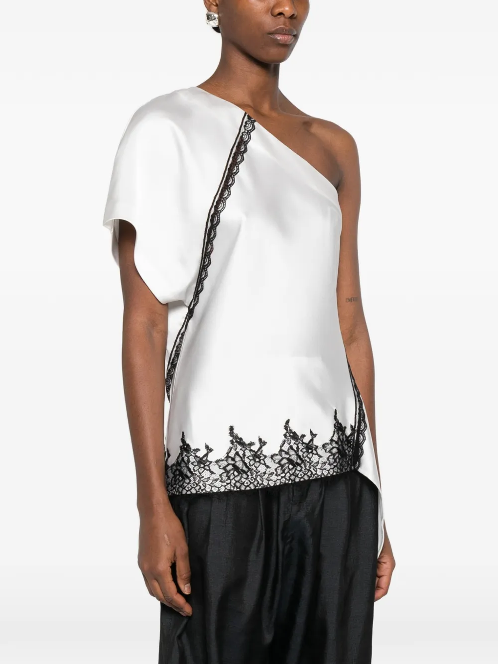 IRO Topazi top met afwerking van kant Wit