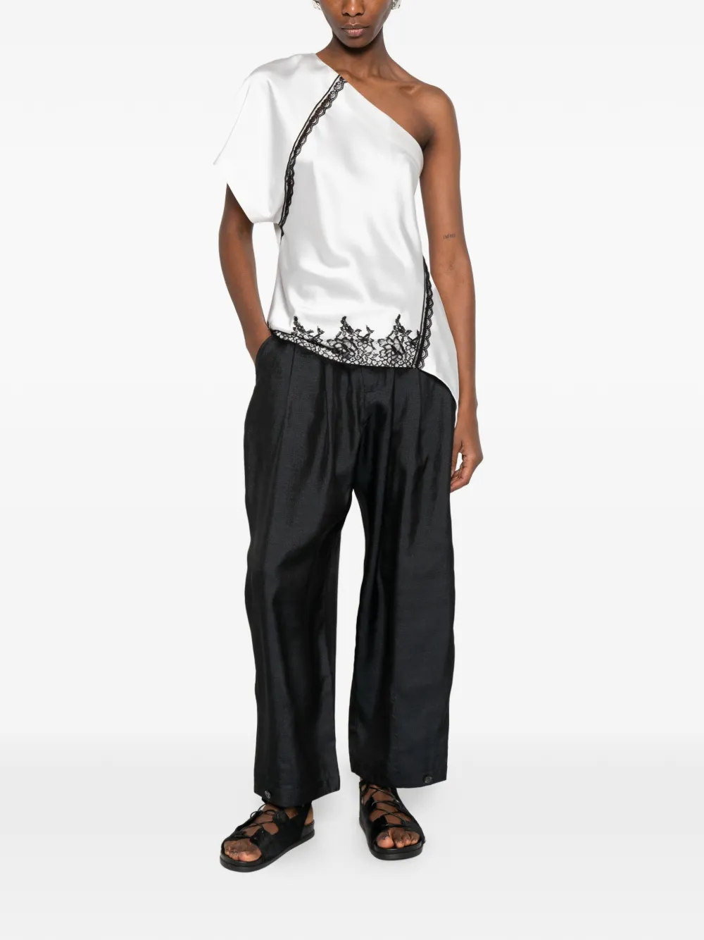 IRO Topazi top met afwerking van kant Wit