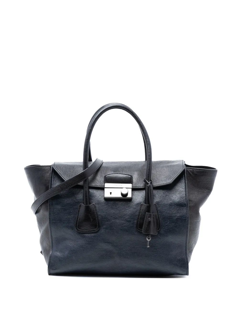 Prada Pre-Owned Borsa a tracolla Sound Lock bicolore in pelle di vitello lucida 2000-2025 - Blu