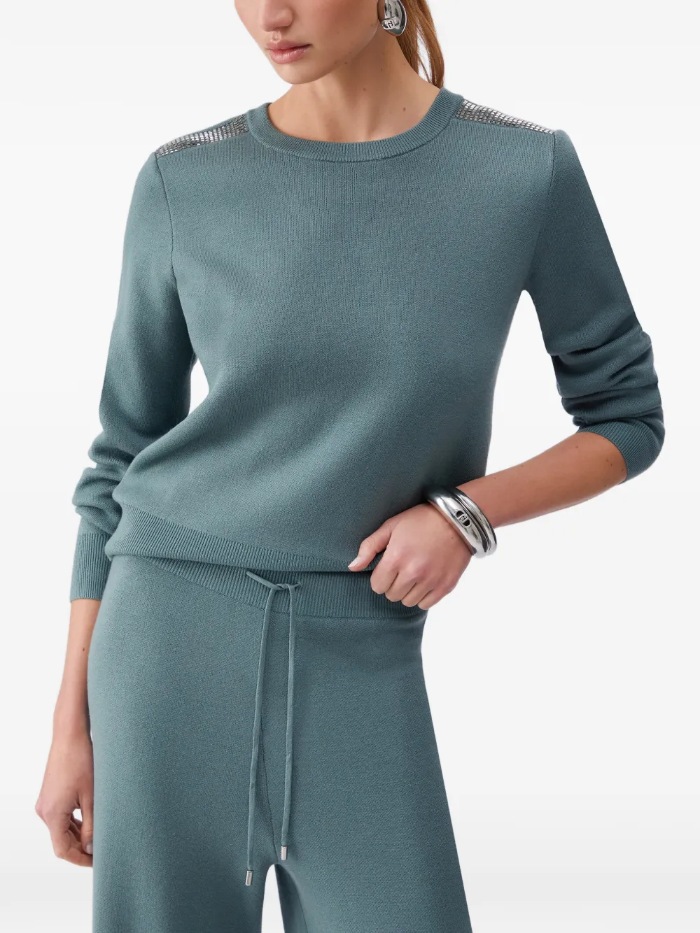  Liu Jo Beaded Crew-neck Sweater - Green 