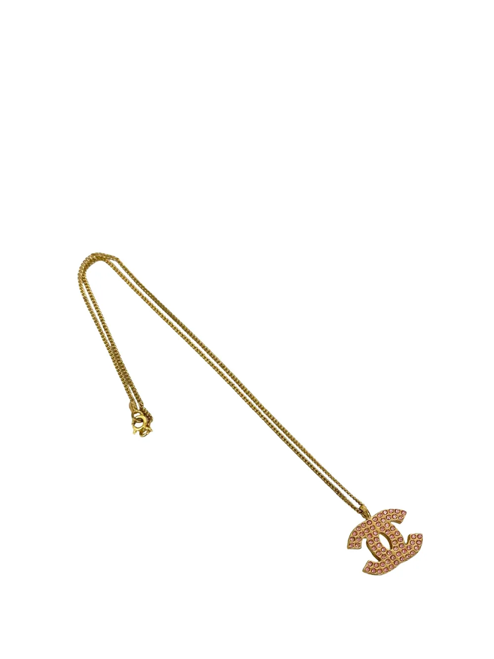 CHANEL Pre-Owned Collana CC placcata oro con pendente e strass 2002