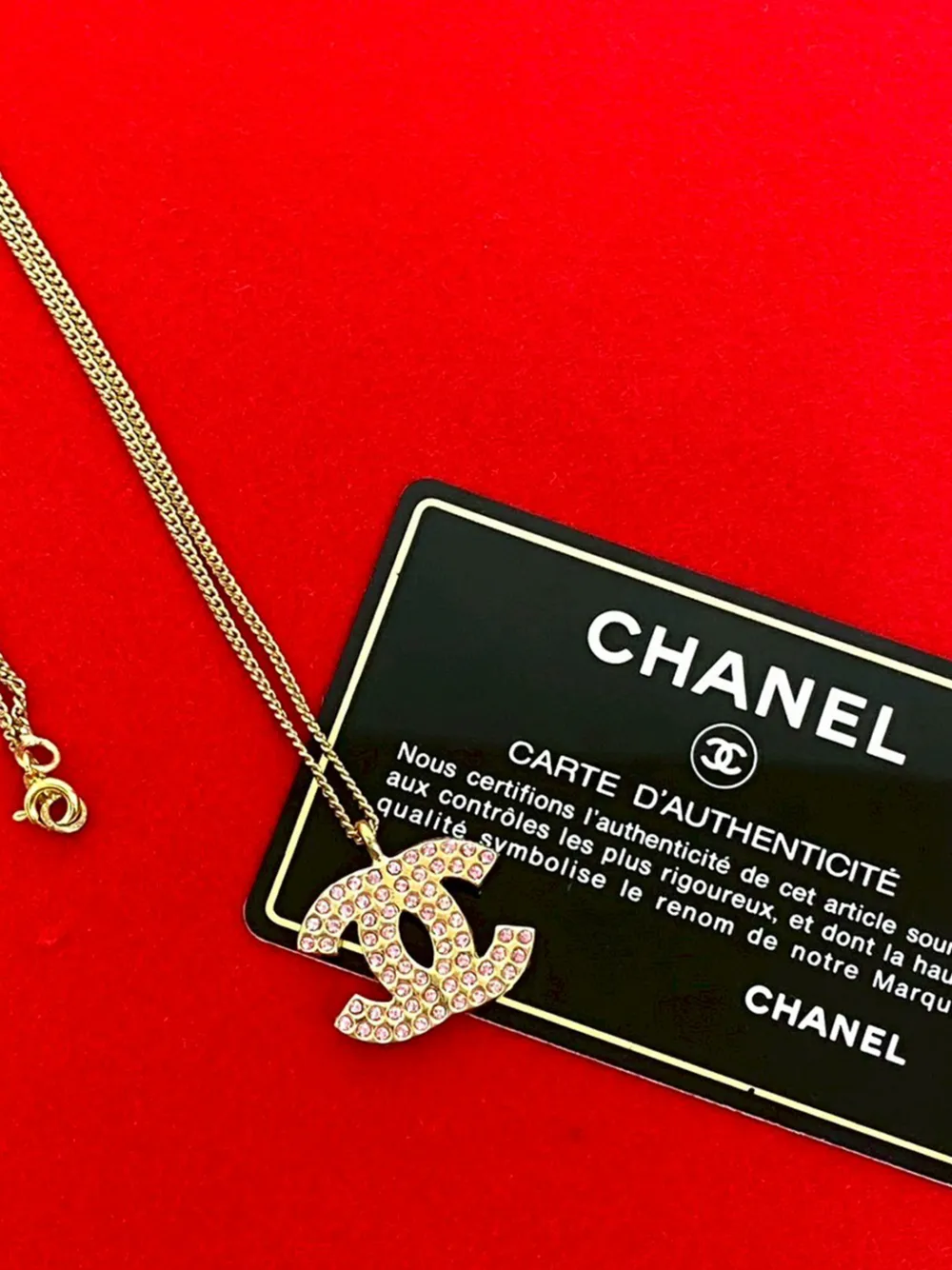 2002 Cc Gold Plated Rhinestone Pendant Necklace Costume Necklace