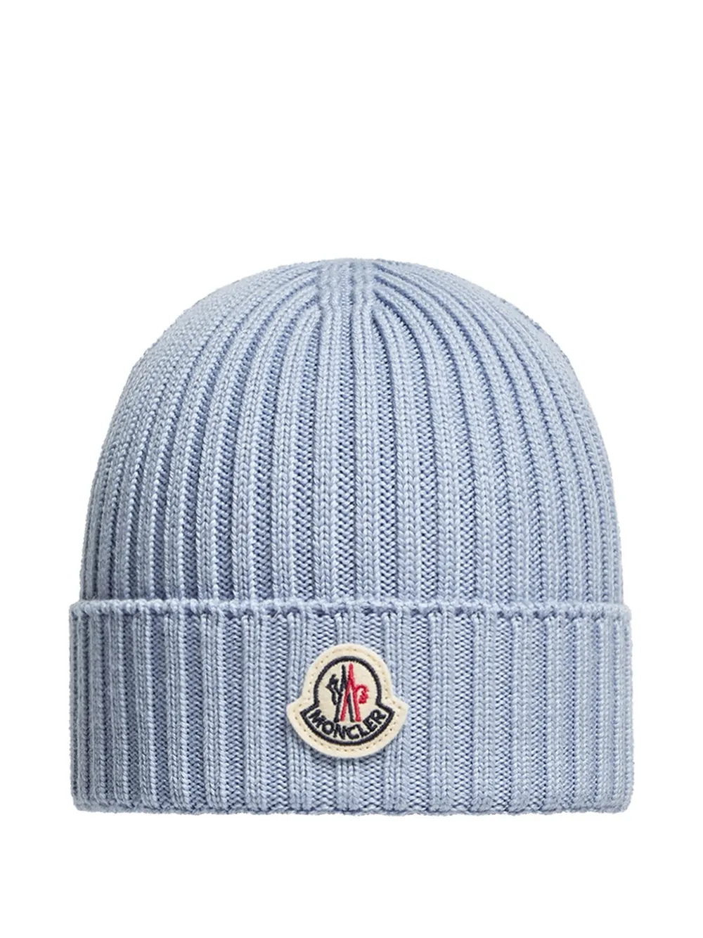 Moncler Enfant Geribbelde muts met logopatch Blauw