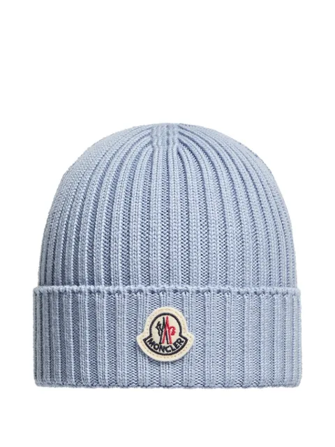 Moncler Enfant ribbed logo-patch beanie hat