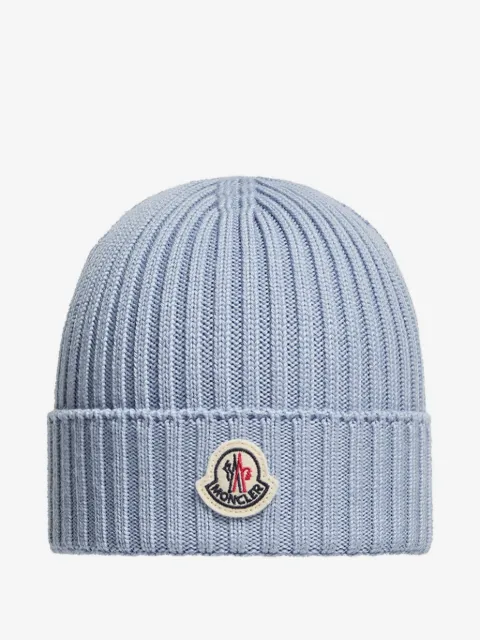 Moncler Enfant bonnet côtelé à patch logo