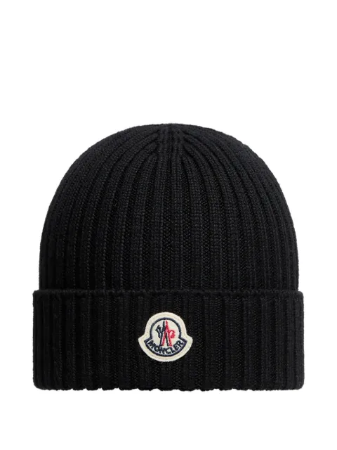 Moncler Enfant logo-patch ribbed beanie hat